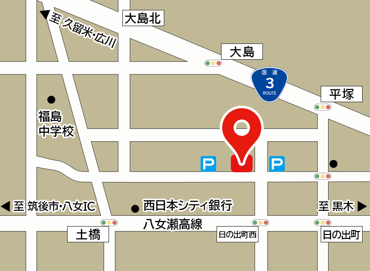 福岡県八女市本村　池田レディスクリニック　地図